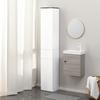 Bathroom Cabinet with Adjustable Shelf, 2 Closed Shelves and a Drawer in Wood, 30x28x180 cm, White