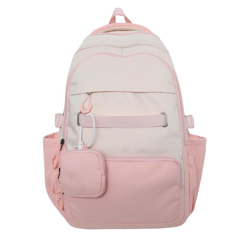 Schultasche für Mittelschüler, Farbblock, Damenrucksack mit großer Kapazität, Herren-Reiserucksack mit Geldbörse