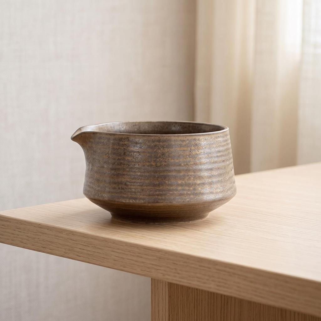 Matcha Bowl with Spout Ceremonial Chawan Glazed for Home