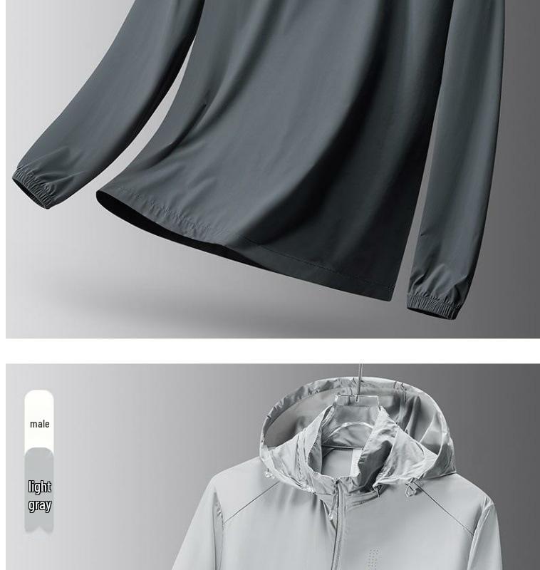 Men's High-End Ice Silk Sun Protection Jacket with Detachable Hood - Breathable, Quick-Drying Outdoor Sports Apparel for Couples