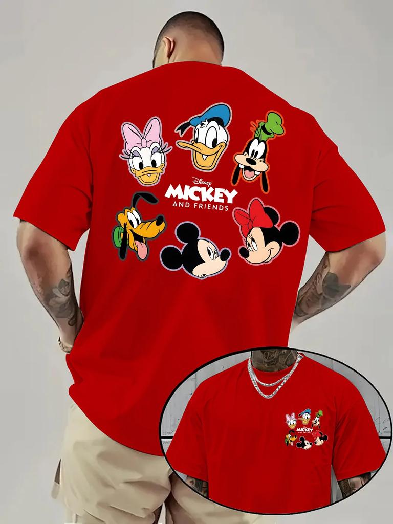 Disney Mickey Mouse and Friends Pattern TShirt Daily Leisureand Theme Activities Wear Unisex Cotton Short Sleeve Oversized