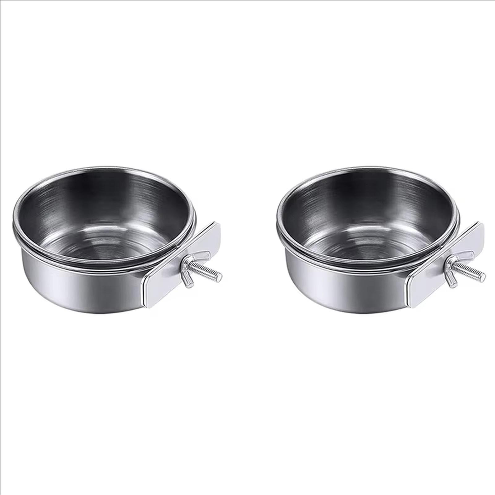 

6 Pieces Stainless Steel Bird Feeding Dish Cups Parrot Feeder Parakeet Food Water Bowls With Clamp Holder & Bird Spoon One Size