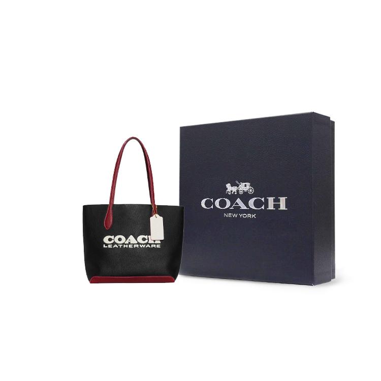 COACH Kia Pebbled Leather Tote Bag, Shopping Bag, Handbag, Shoulder Bag Large Womens Black