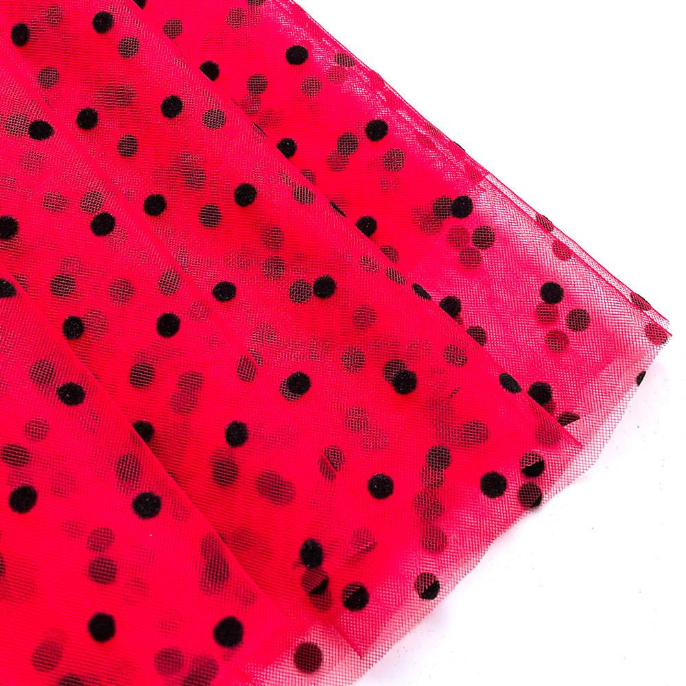Lace Fabric Soft Velvet Flocking Mesh Voile Tulle Net Mini Black Polka Dot for DIY Sewing Dress Garment Wedding Decor Material