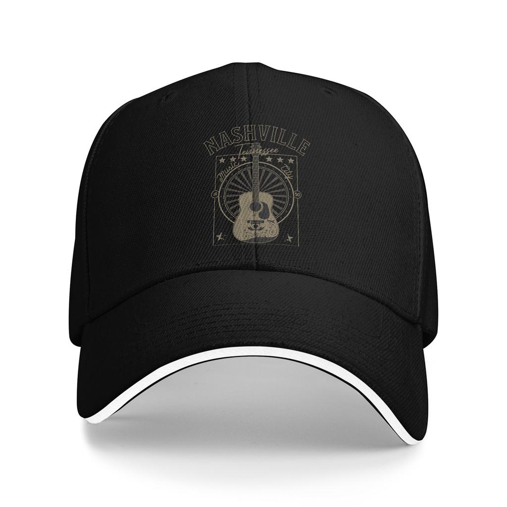 Nashville Tennessee Country Music Sandwich Baseball Cap Workouts Guitar City Headwear Men Women Travel Adjustable Adult Hats
