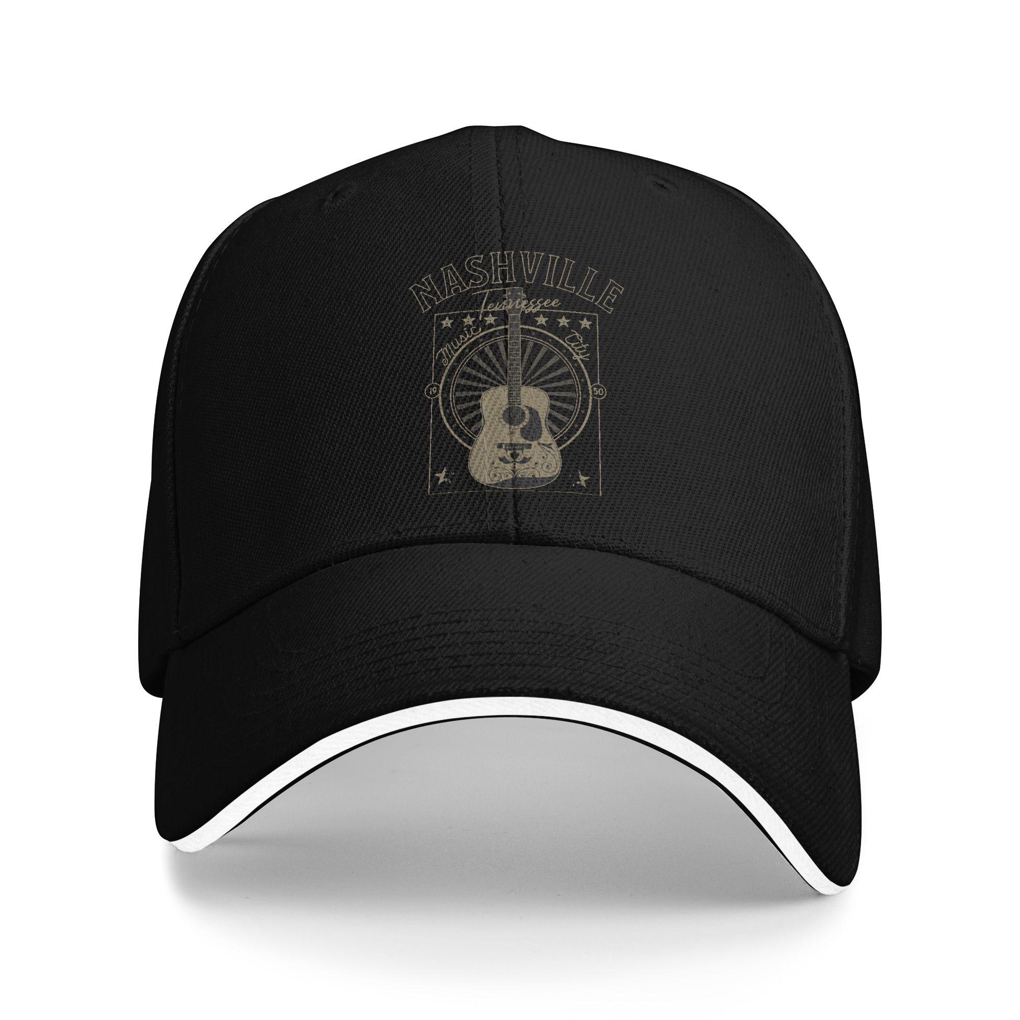 Nashville Tennessee Country Music Sandwich Baseball Cap Casual Polyester Guitar City Headwear Unisex Gift Adjustable Adult Hats Adjustable