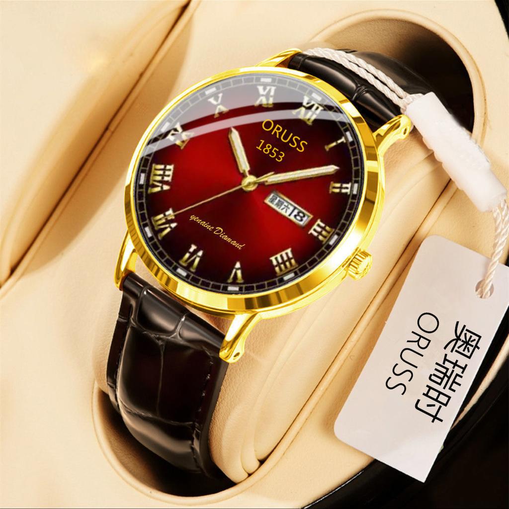 Fully Automatic Quartz Watch Men'S Simple Luminous Waterproof Dual Calendar Men'S Watch