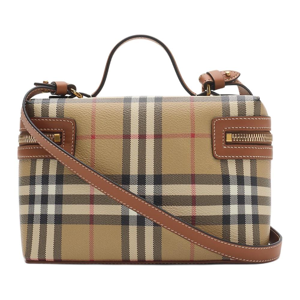 Burberry Borsa Trucco in Poliuretano da Toeletta Regolare da Donna Beige & Pino Silvestre & Marrone 81205251