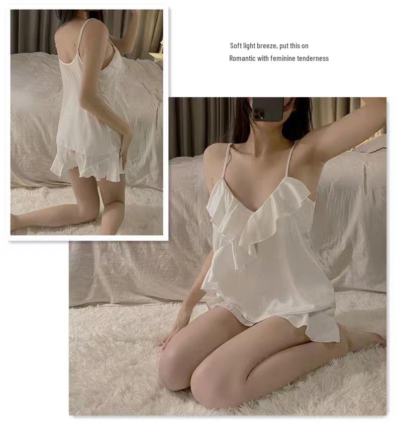 Women's Summer Ice Silk Camisole & Shorts Two-Piece Set - Trendy Loungewear