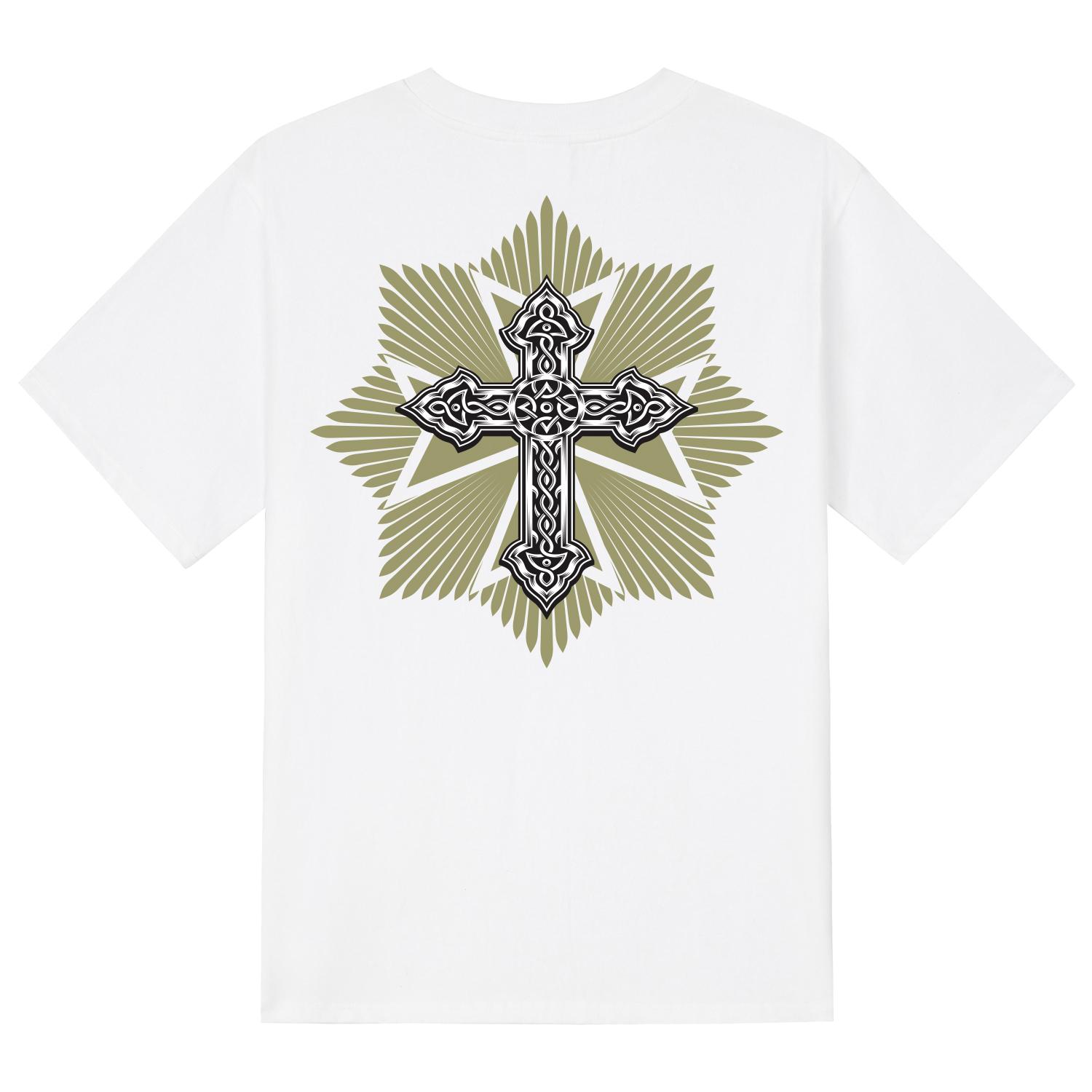 Khan 6312 Ktw0018 Cross God Short Sleeve T-Shirt - White White/L