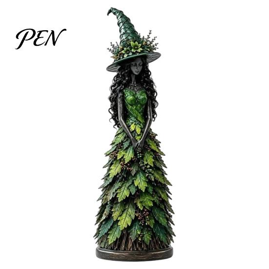 Gothic Shelf Accent Autumn Witch Figurine Statue, Resin Halloween Fall Tabletop Decor, for Home Ornament Mantel Fireplace Desk Tiered Tray Harvest