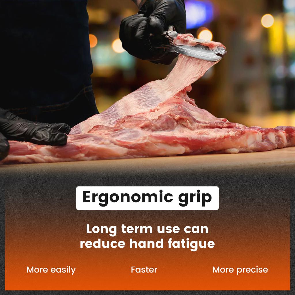 Stainless Steel Rib Membrane Remover Tool BBQ Rib Skinner with Brush Meat Food Prep Tool for Outdoor Camping Picnic BBQ Grill