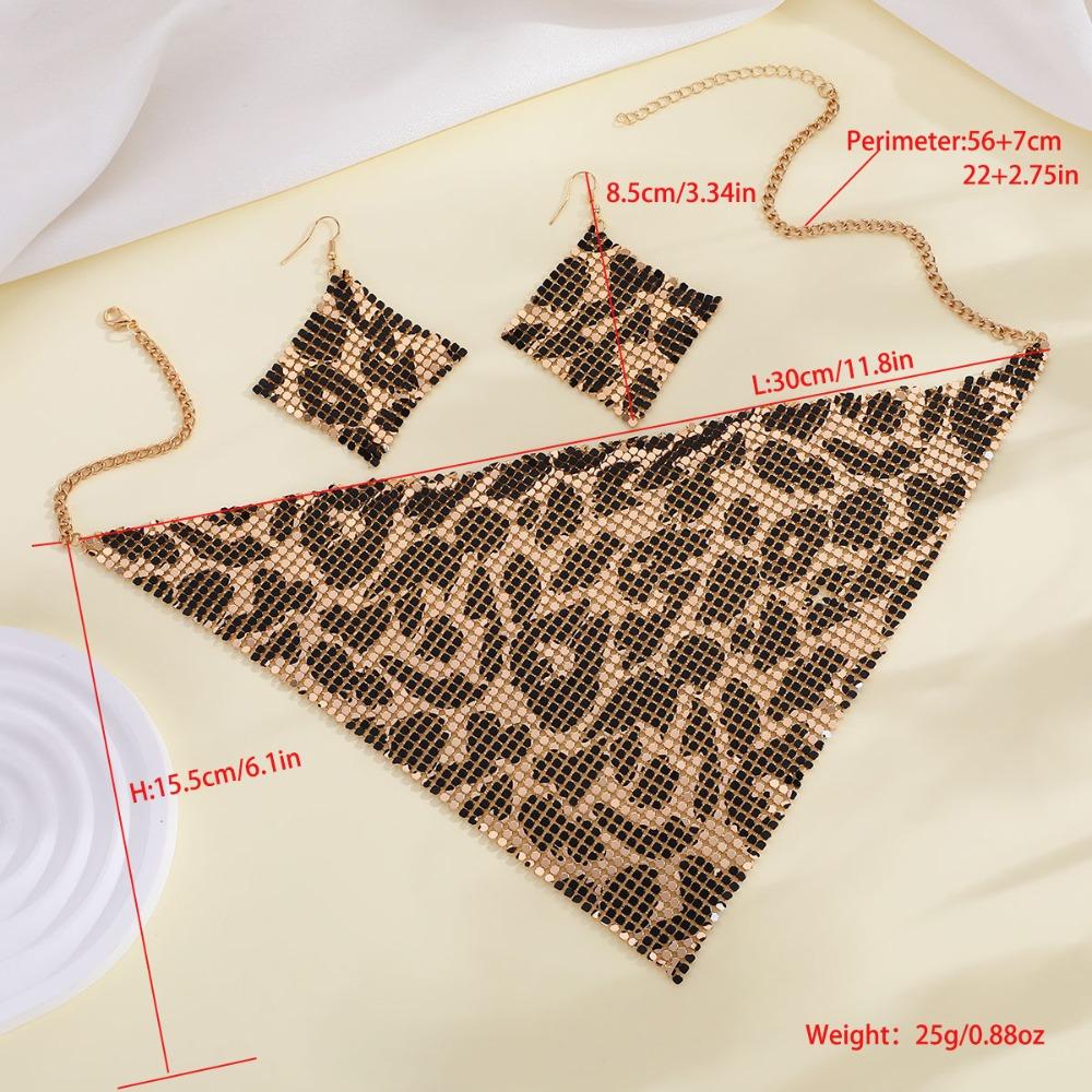 New Indian Style Triangle Scarf Sequined Lightweight Silk Scarf Shining Necklace Earring Set for Women