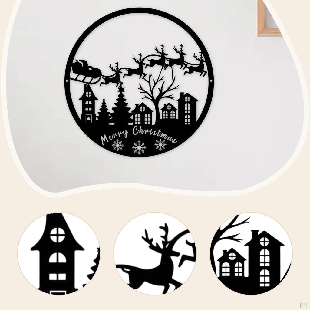 Christmas Metal Sign Plaque Artwork Iron Art Decorative Wall Decor Xmas for Shop Bedroom