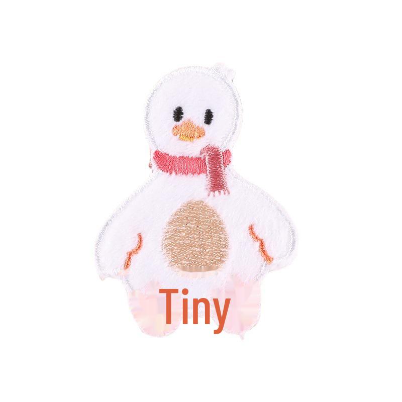 Niedlicher Cartoon Tier Plüsch Ente Stickerei Aufnäher - Selbstklebendes Etikett für Bekleidungszubehör