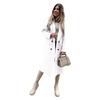 Winter Long Sleeve Women Overcoat Solid Color Lapel Button Design Mid Length Coat with Pockets Outerwear