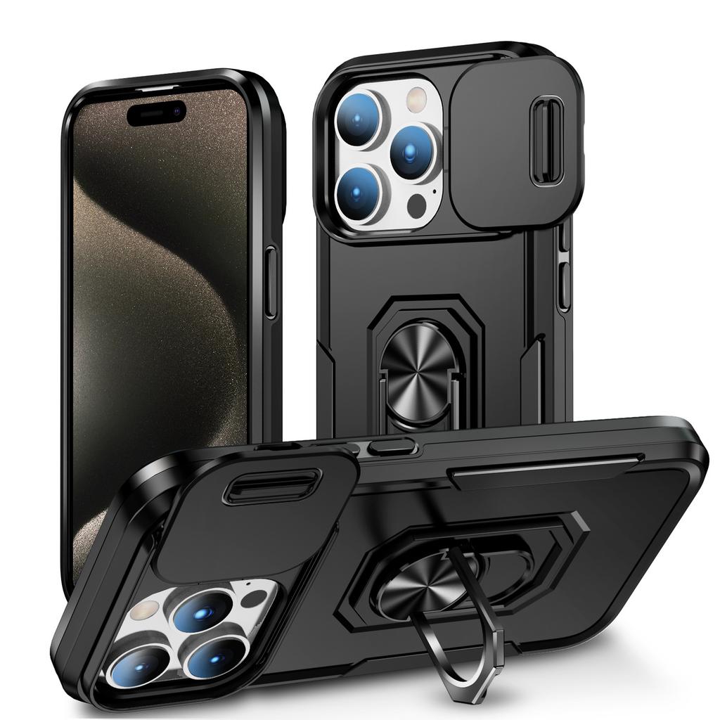 Für Apple 16 Handyhülle Schiebefenster Kreativer Integrierter Ringhalter für IPhone 17pm Rundumschutzhülle