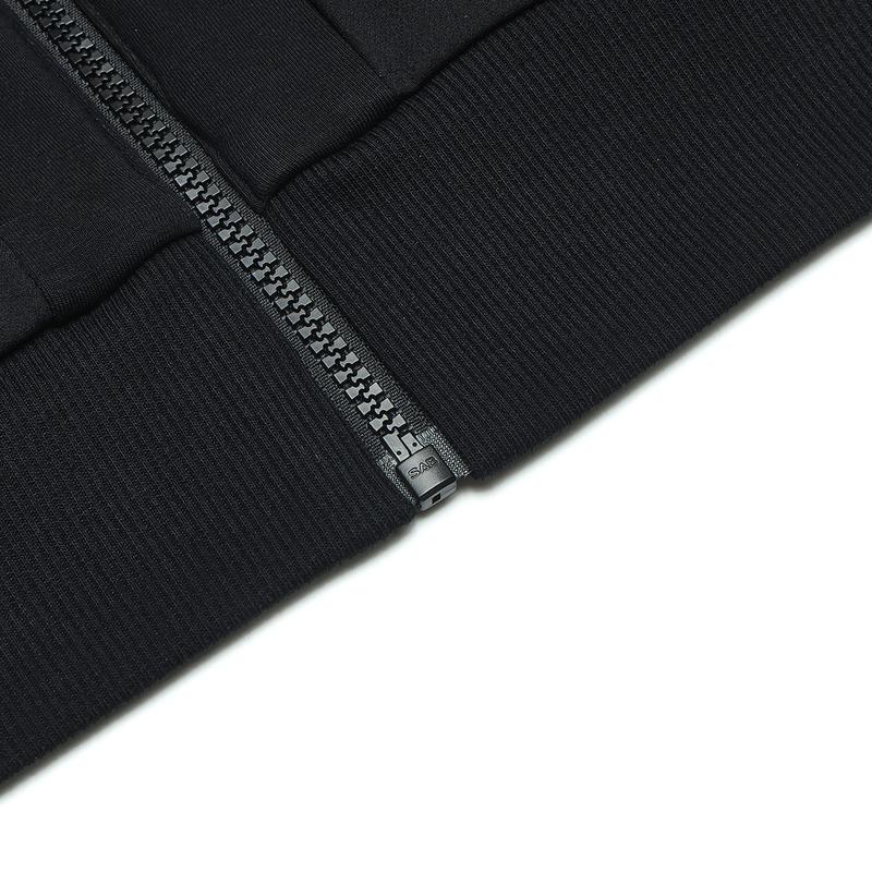 FILA Knit Zip Top Solid Color Simple Windproof Warm Stand Collar Jacket Men Jacket Black F11M448503FBK