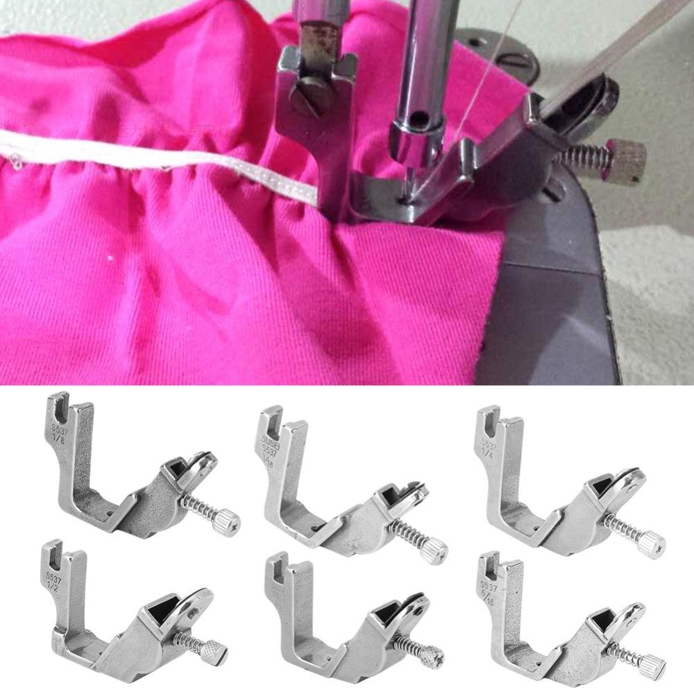 6pcs S537 Elastic Presser Foot All Steel Professional Shirring Presser Foot Heavy Duty Gathering Presser Foot
