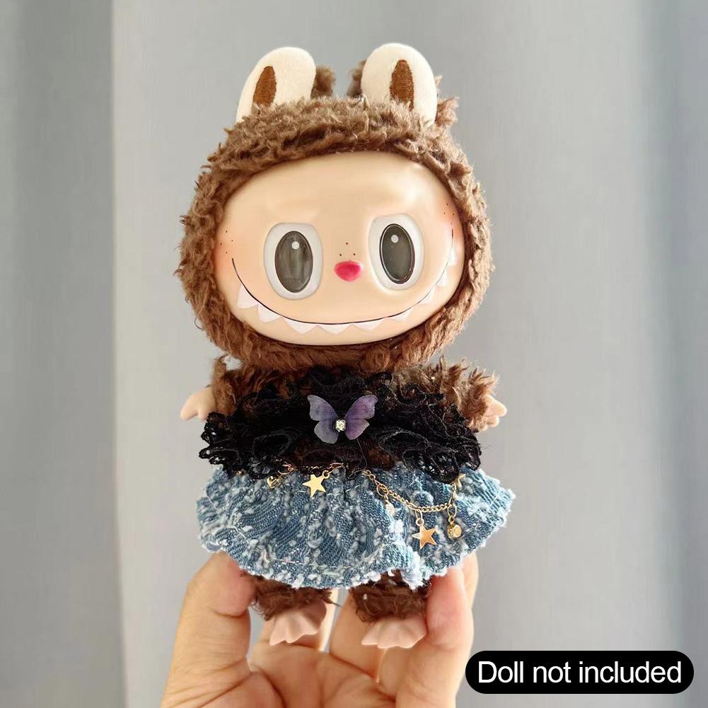 För 17cm Labubu Dockkläder Modekläder Huvtröjor Dockkläder Färgmatchning Huvtröjor Docktillbehör Söt Dekoration Små Kläder