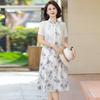 Elegant Loose-Fit Chiffon Dress with Wide-Leg Skirt for Middle-Aged and Elderly Women