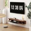 TV Cabinet Up To 50" Wall-Mounted with Drawer, 2 Open Shelves and Cable Hole, 120x24x16 Cm, Walnut