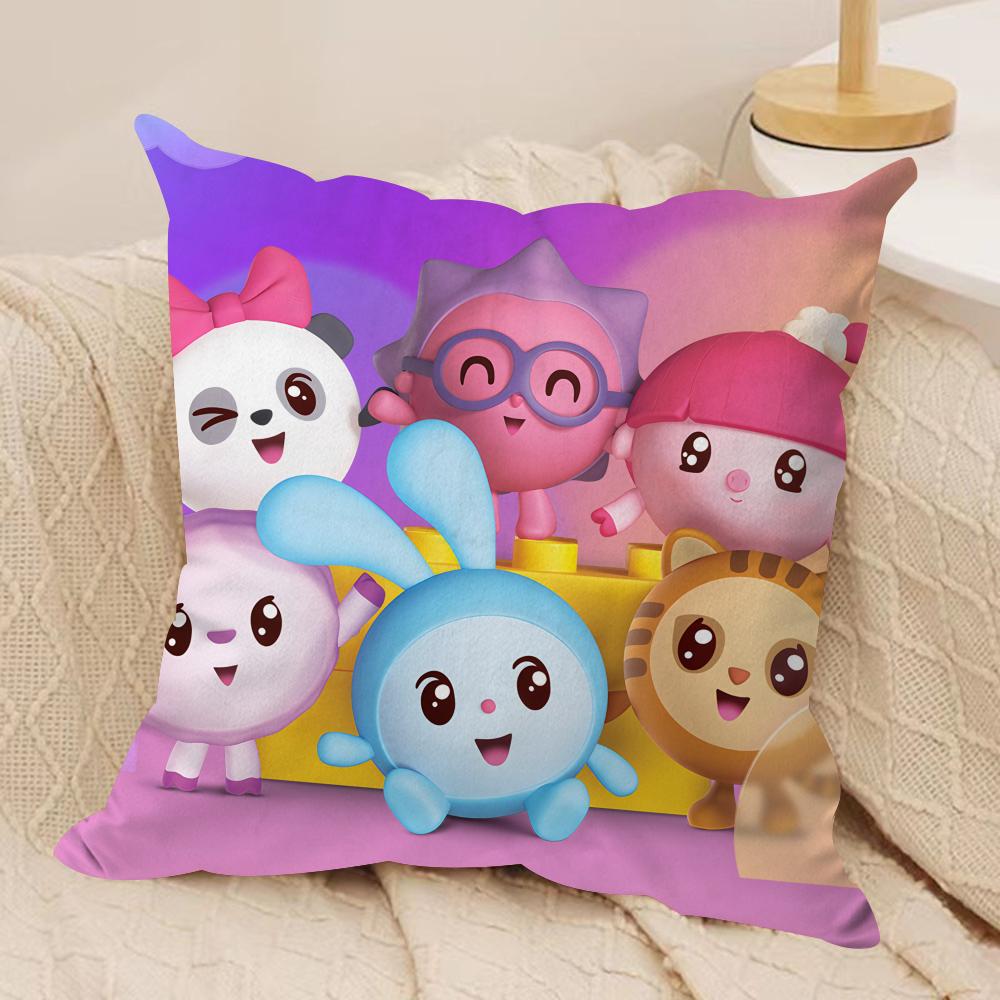 

New Cartoon B-BabyRiki Cushion Cover Silky Short Plush Sofa Pillow Cover Hidden Zipper Soft Dustproof Case for Home Decor 60cmx60cm