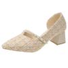 Französische Einzel-Schuhe Damen Dicke Ferse 2025 neu Frühling vielseitig sanft Abendwind spitz elegantes Temperament mittelhohe Absätze