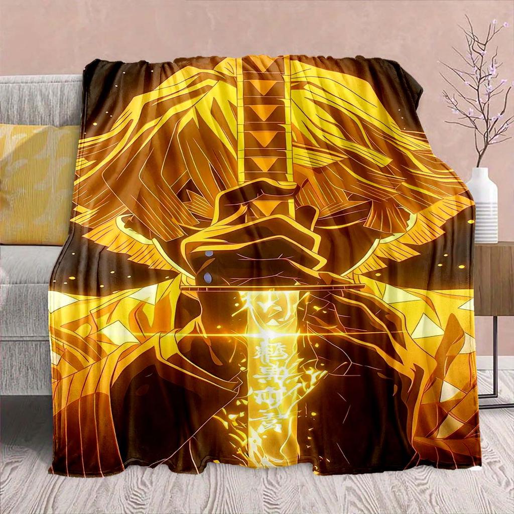 Demon Slayer Anime Flannel Blanket - Soft Warm Perfect for Sofa, Bedding Camping Travel Office Home Decor -QJY