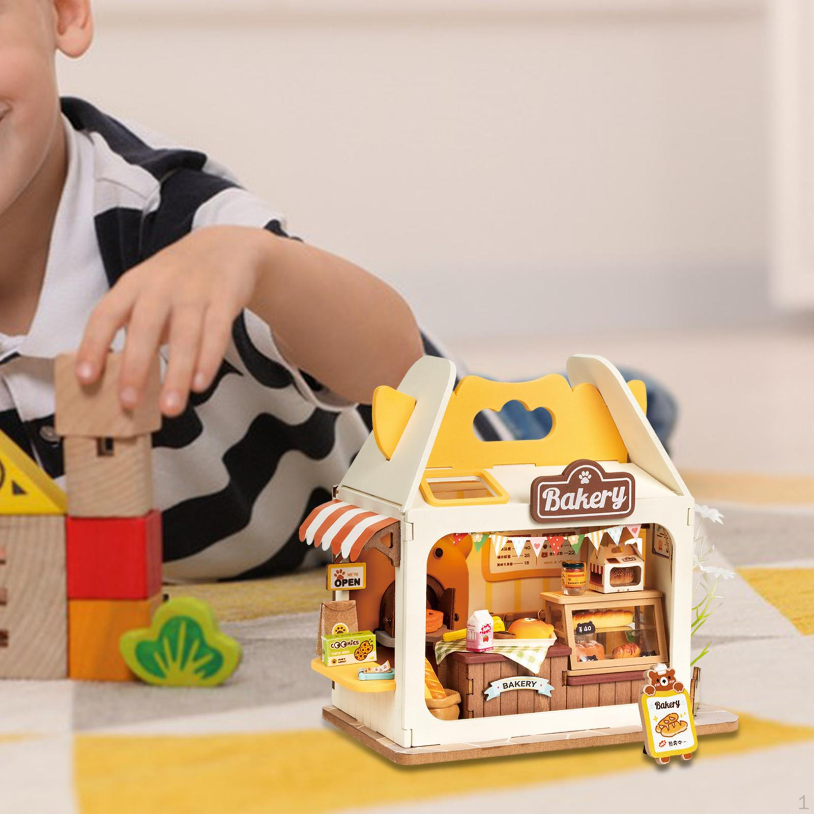 

DIY Miniature Doll House Building Blocks Easy to Assemble Educational Toy Birthday Gifts Artwork bakery