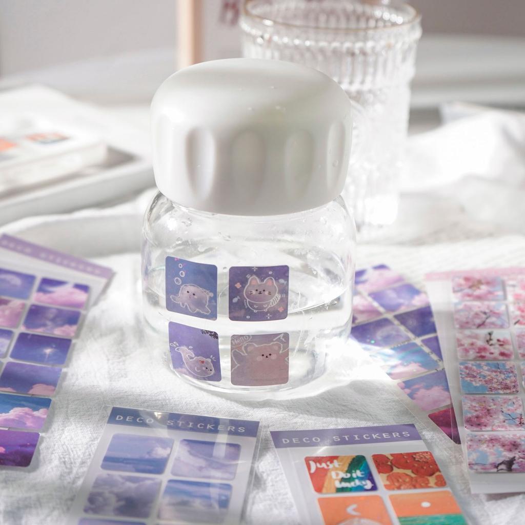 1pc Stickers Scenery Glitter PVC Decorative Decal Seal for DIY Diary Planner Scrapbook Album School Supplies Kawaii Stationery