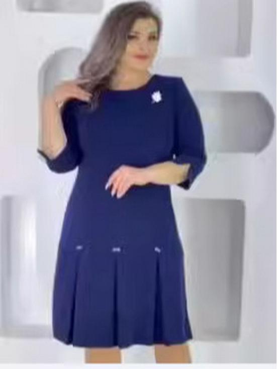 2024 Casual Solid Color Round Neck Long Sleeve Knee-Length Midi Dress for Europe and America