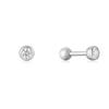 Sparkling Bezel Stone Barbell Single 925 Silver Piercing E035-06H