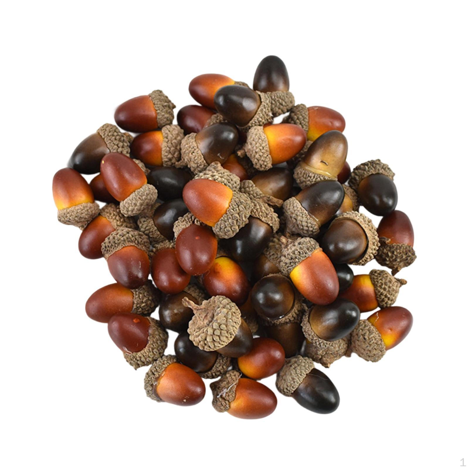

100 Pieces Artificial Acorns Fake Oak Nut DIY Simulation Fruit Props Realistic Ornament for