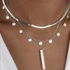 3Pcs Vintage Silver Color Multilayer Cross Pendant Necklace Set For Women Boho Metal Circular Snake Chain Necklace Jewelry