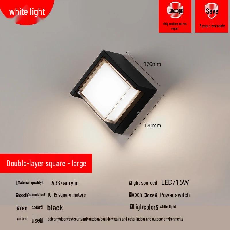 Waterproof LED Outdoor Wall Light for Hotel, Stairwell, Villa, Balcony, Garden, or Corridor.