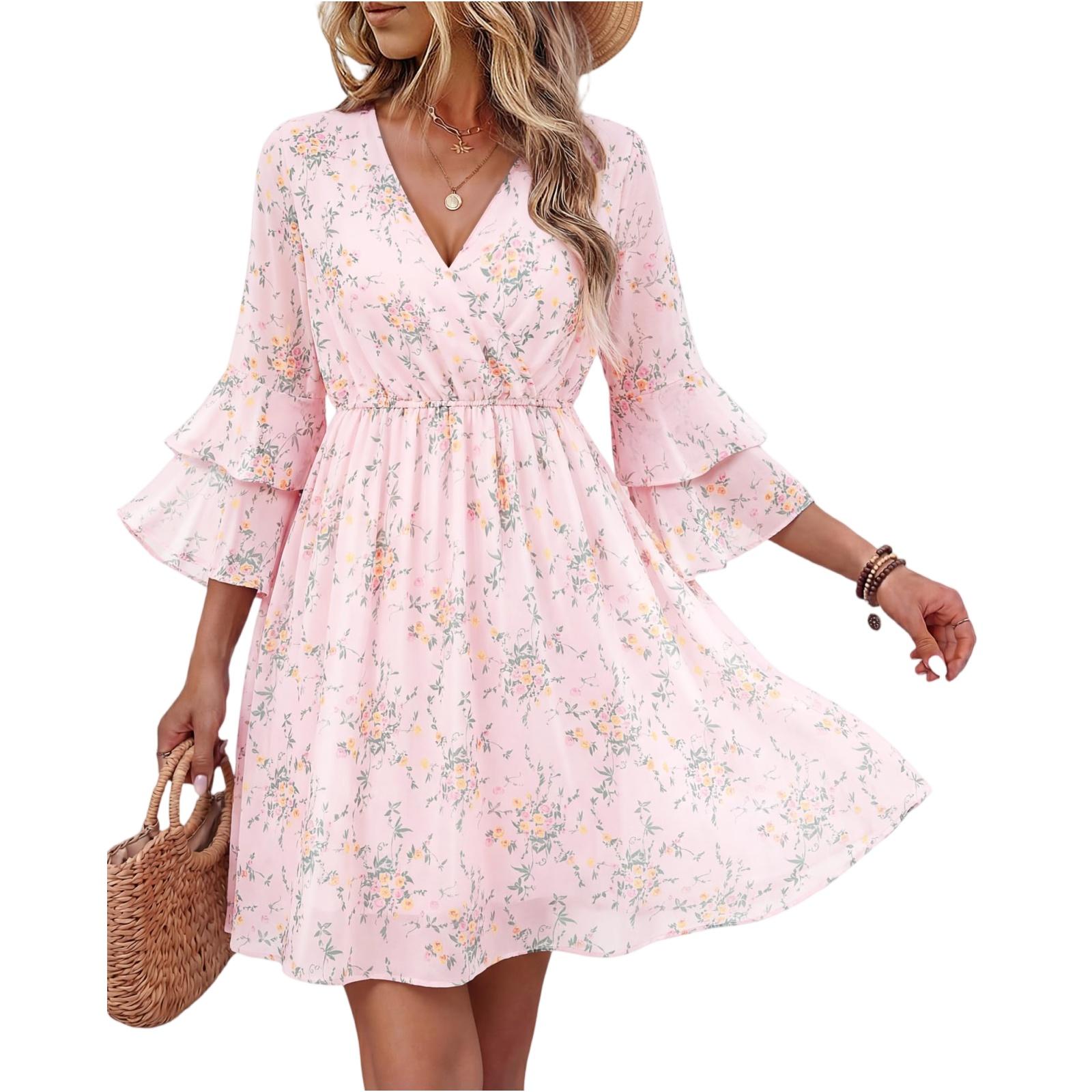Women s fashionable casual dress S розовый