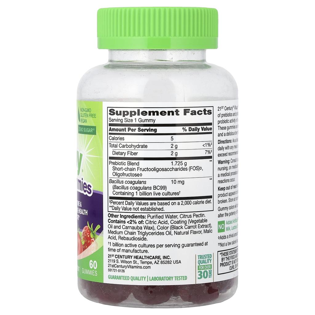 21st Century VitaJoy® Prebiotic and Probiotic Gummy Jelly, Berry Flavor, 60 Gummies