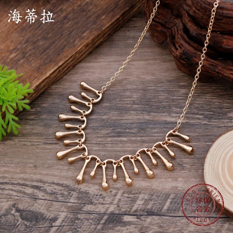 New Irregular Water Drop Shaped Glossy Necklace Women's Creative High Sense Geometric Water Drop Shaped Versatile Necklace