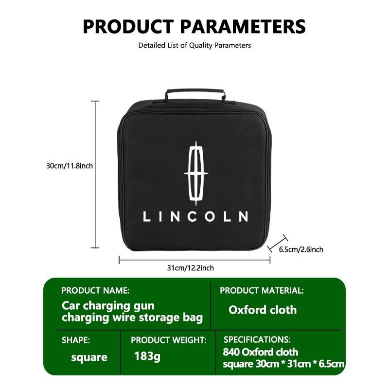 For Lincoln Car Charging Cable Storage Box Carry Bag Trunk Organizer Auto Accessories Navigator Continental Mondeo MKZ MKC jds2