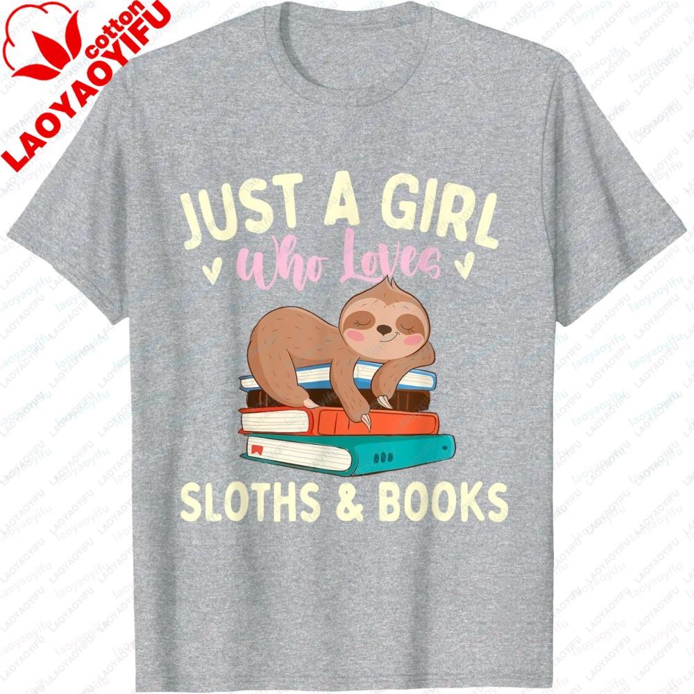 Summer Unisex Fashion Short Sleeve TShirt Sloth and Book Lover Reading Design Stylish Unisex TShirt for Casual Everyday Outfits Tees