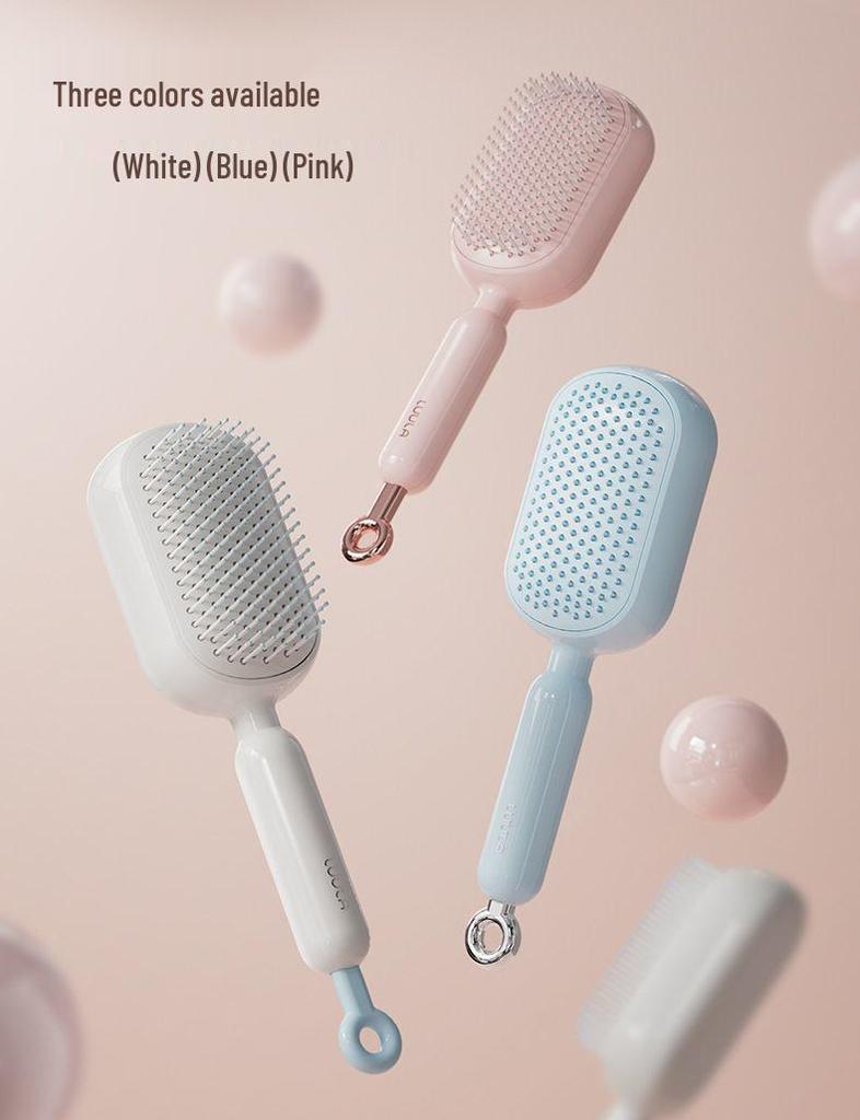 Portable Retractable Massage Comb with Anti-static, Fluffy Detangling Cushion