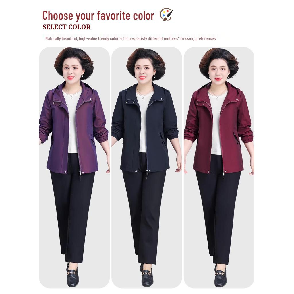 2026 Spring & Autumn Plus Size Windbreaker for Middle-Aged & Elderly Women