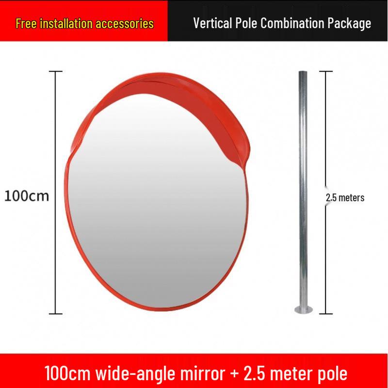 Reflective Convex-Concave Safety Mirror for Indoor/Outdoor Traffic and Garage Corners
