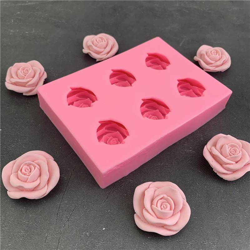 Silicone Flowers 6 Mold Roseshaped Diy Handbaked Fondant Cake Mold Drop Glue Mold