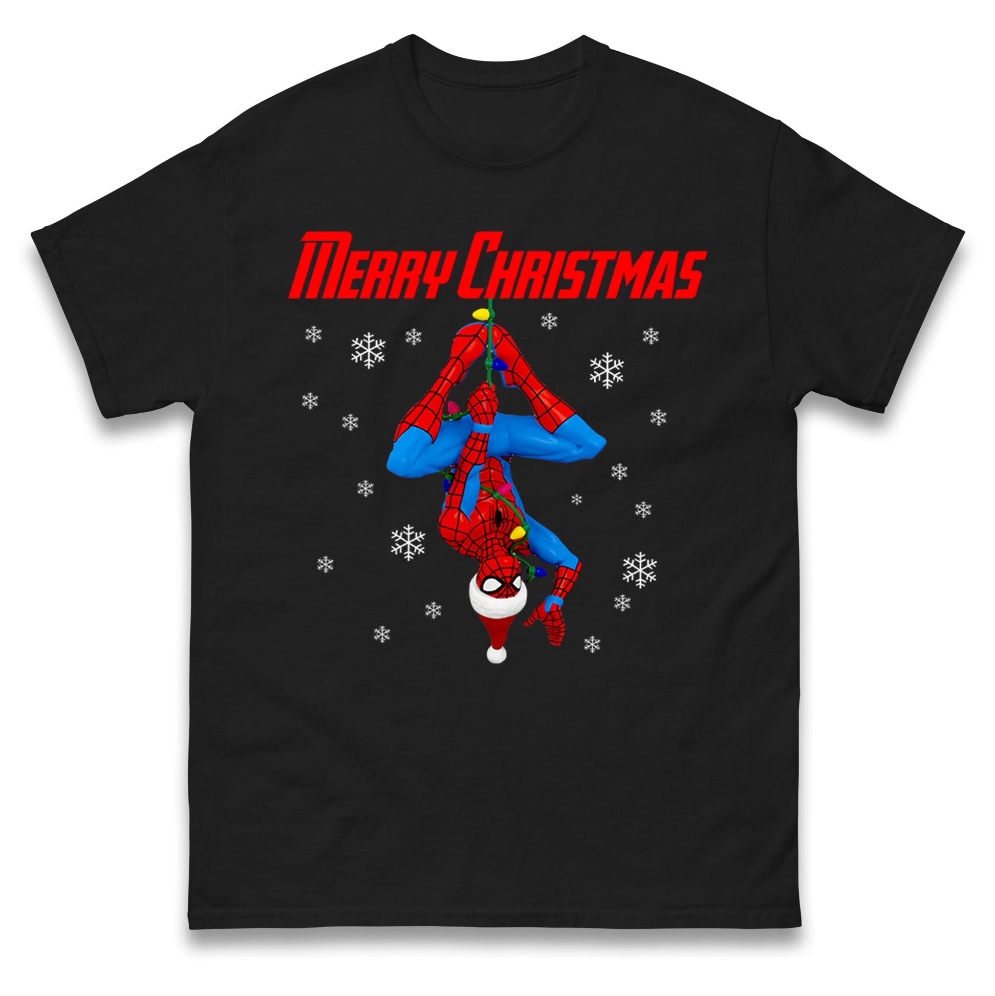 Spider-Man Merry Christmas Mens T Shirt Womens Tops Tees S