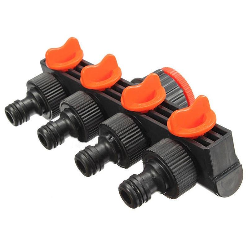 Hot Garden 4 Way Tap Connectors Hose Pipe Splitter Plastic Drip Irrigation Water Connector