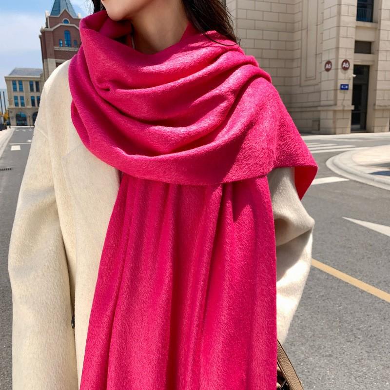 Luxury Faux Mink Scarf Women Men Solid Color Winter Warm Shawl Korean Style Chic Neck Wrap 208x70cm