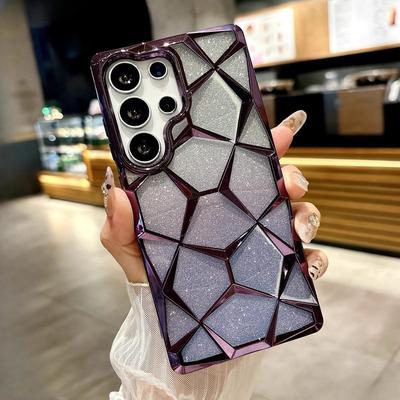 Suitable for Samsung S25 Ultra Mobile Phone Case Water Cube Electroplated Three Dimensional Diamond S24 Gradient Glitter All Inclusive Soft Case