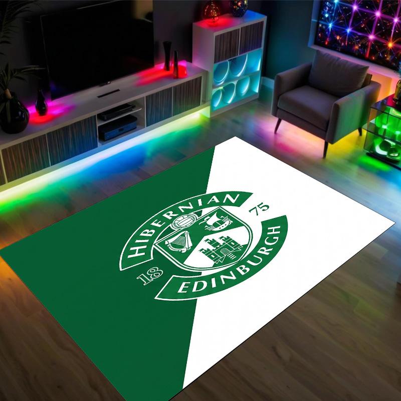 Hibernian FC Design Crystal Velvet Carpet Cozy Non?Slip Printed Rug For Bedroom Living Room Entrance